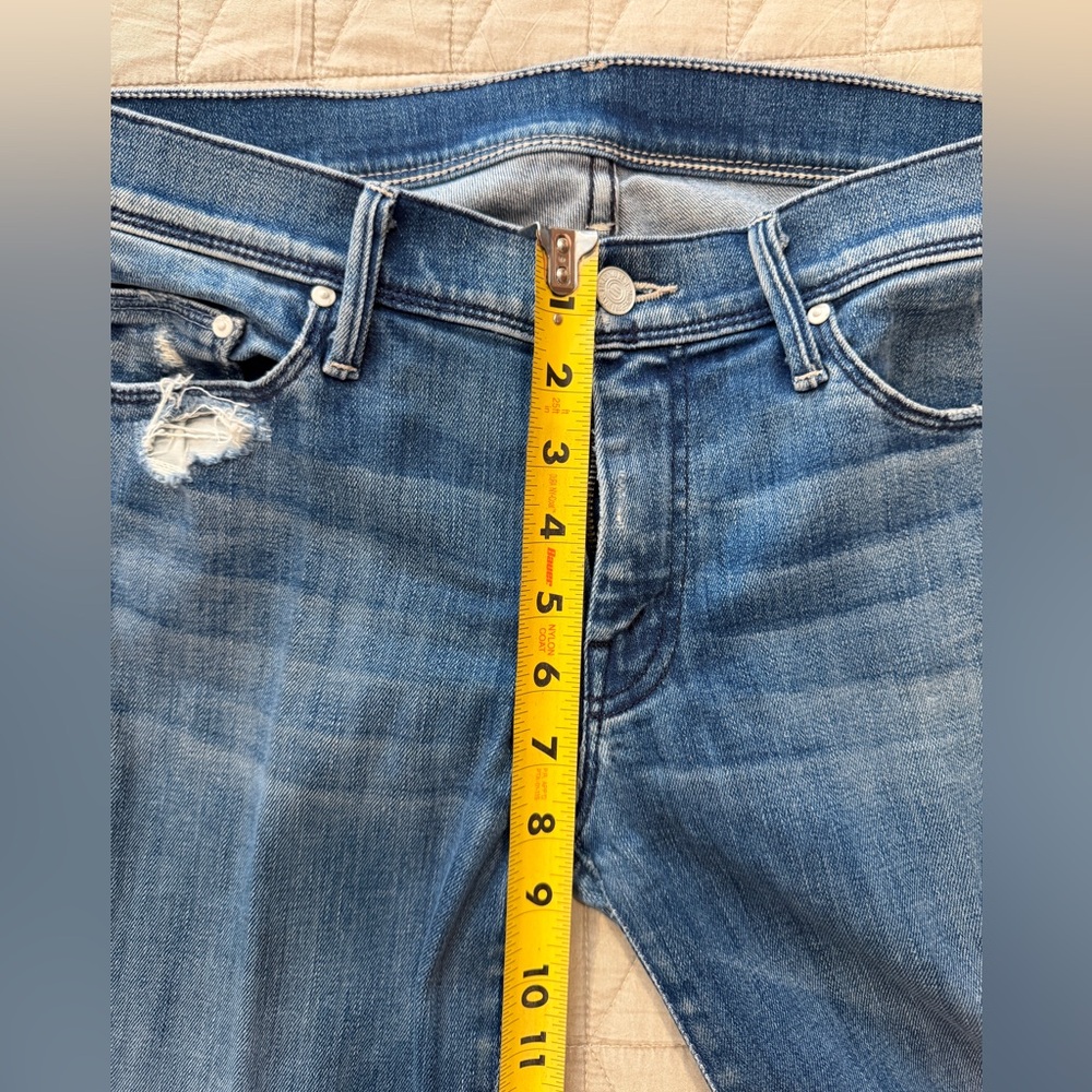 MOTHER Distressed Blue Flare Jeans - Picture 4 of 7